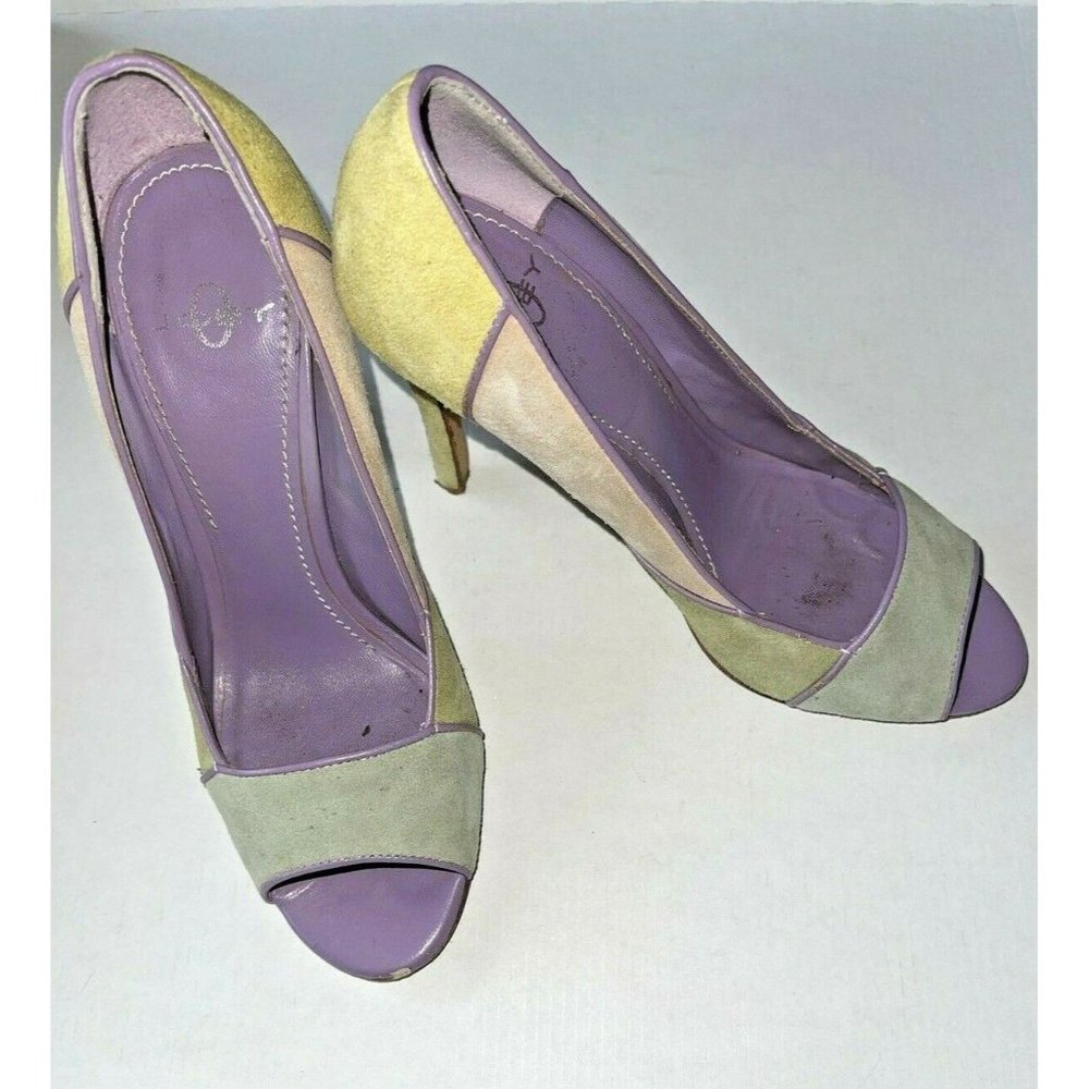 Joey O Green Suede Peep Toe Stiletto Heels Shoes  Size: 6M USA